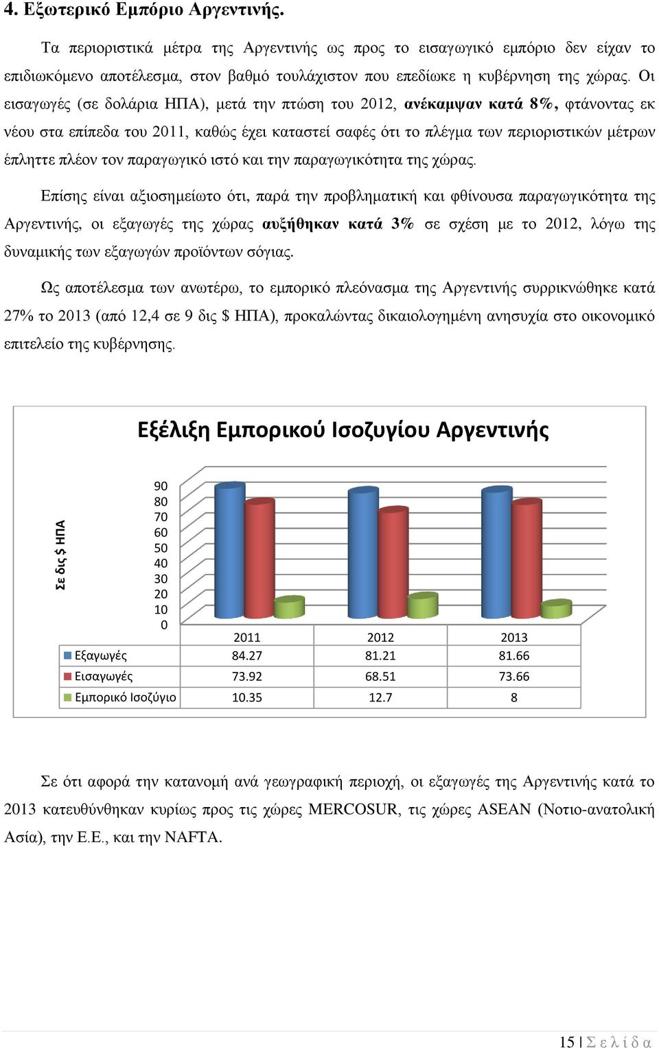 Οι εισαγωγές (σε δολάρια ΗΠΑ), μετά την πτώση του 2012, ανέκαμψαν κατά 8%, φτάνοντας εκ νέου στα επίπεδα του 2011, καθώς έχει καταστεί σαφές ότι το πλέγμα των περιοριστικών μέτρων έπληττε πλέον τον