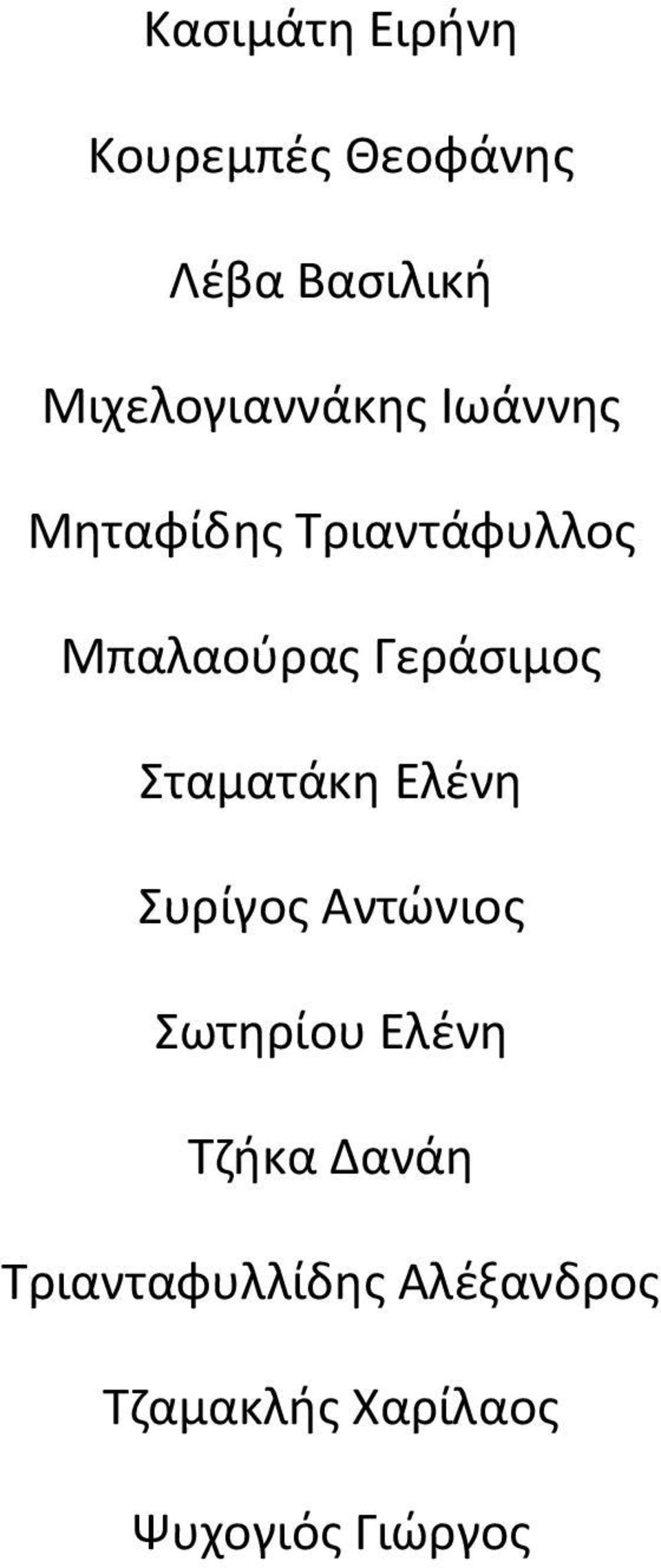 Γεράσιμος Σταματάκη Ελένη Συρίγος Αντώνιος Σωτηρίου Ελένη