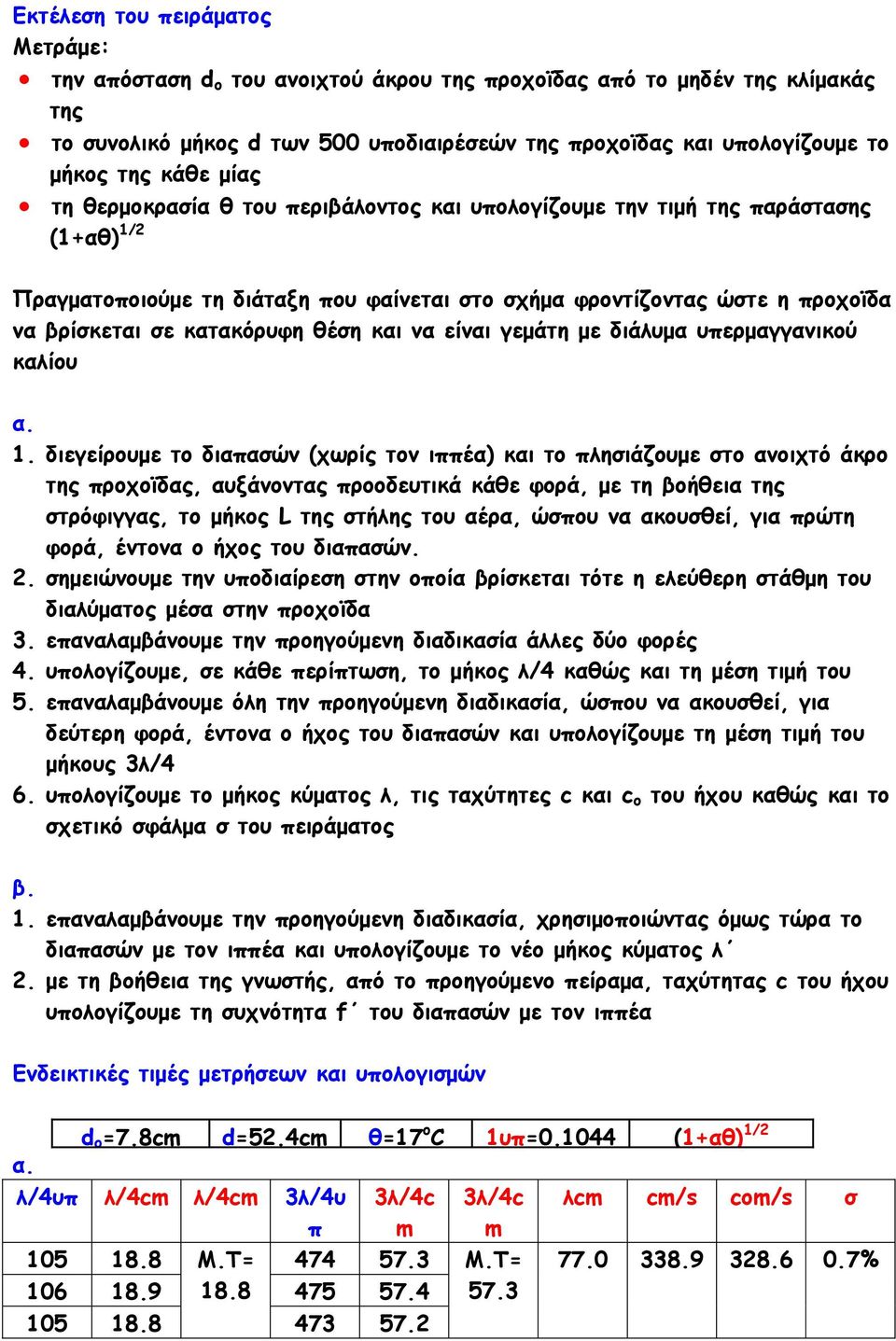 κατακόρυφη θέση και να είναι γεµάτη µε διάλυµα υπερµαγγανικού καλίου α. 1.