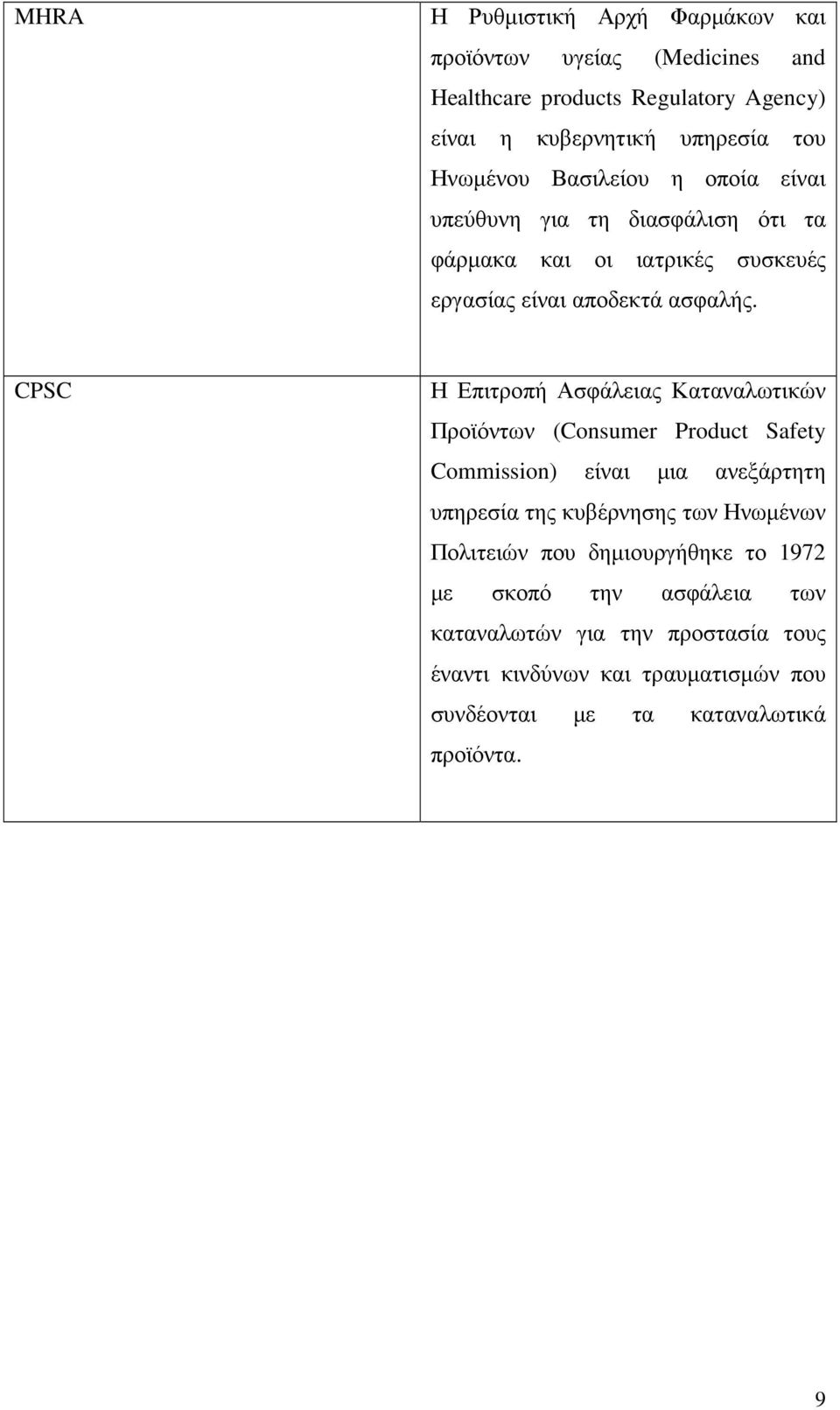 CPSC Η Επιτροπή Ασφάλειας Καταναλωτικών Προϊόντων (Consumer Product Safety Commission) είναι µια ανεξάρτητη υπηρεσία της κυβέρνησης των Ηνωµένων