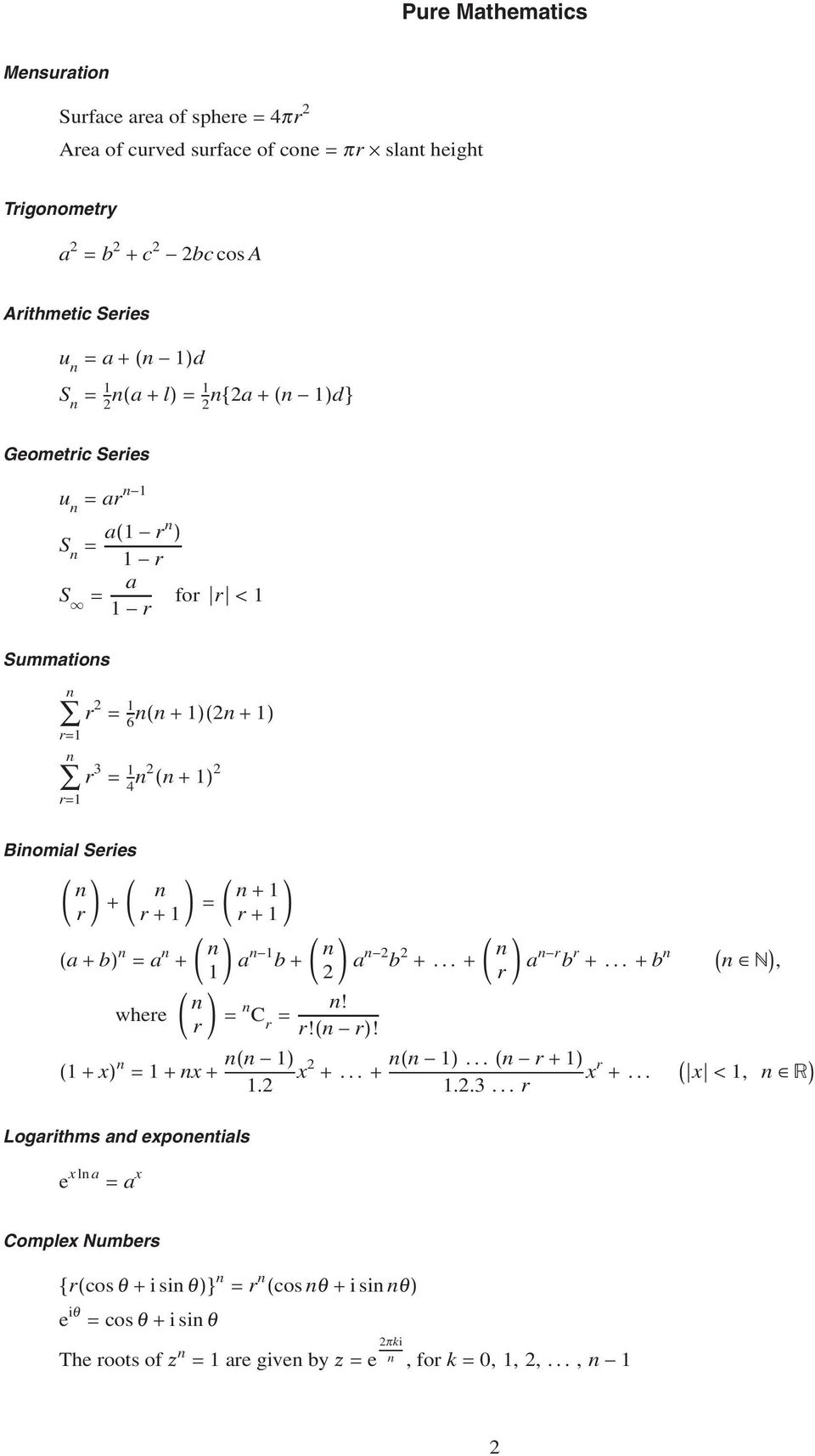 + ) (a + b) = a + ( ) a b + ( ) a b +... + ( r ) a r b r +... + b ( ), where ( r ) = C r = ( + x) = + x +! r!( r)! ( ) x +... +. ( )... ( r + ) x r +.....3.