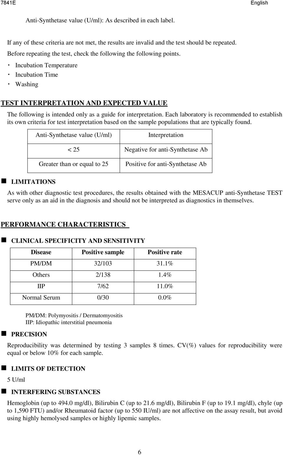 Incubation Temperature Incubation Time Washing TEST INTERPRETATION AND EXPECTED VALUE The following is intended only as a guide for interpretation.