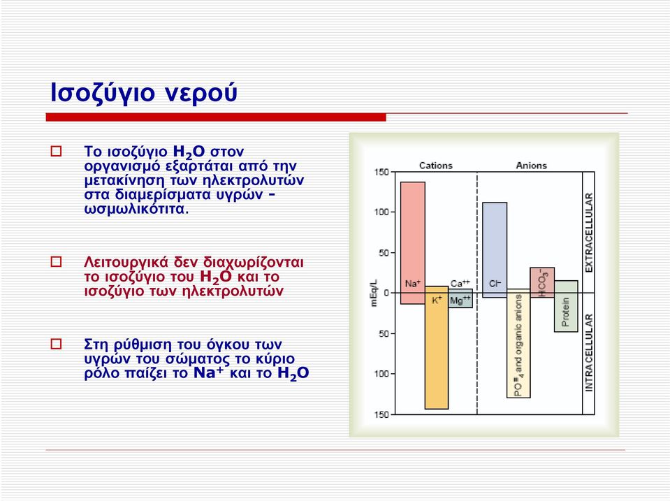 Λειτουργικά δεν διαχωρίζονται το ισοζύγιο του H 2 O και το ισοζύγιο των