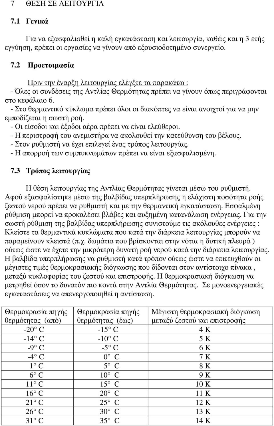 - Η περιστροφή του ανεµιστήρα να ακολουθεί την κατεύθυνση του βέλους. - Στον ρυθµιστή να έχει επιλεγεί ένας τρόπος λειτουργίας. - Η απορροή των συµπυκνωµάτων πρέπει να είναι εξασφαλισµένη. 7.