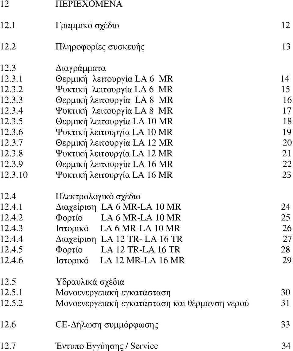 4 Ηλεκτρολογικό σχέδιο 12.4.1 ιαχείριση LA 6 MR-LA 10 MR 24 12.4.2 Φορτίο LA 6 MR-LA 10 MR 25 12.4.3 Ιστορικό LA 6 MR-LA 10 MR 26 12.4.4 ιαχείριση LA 12 TR- LA 16 TR 27 12.4.5 Φορτίο LA 12 TR-LA 16 TR 28 12.