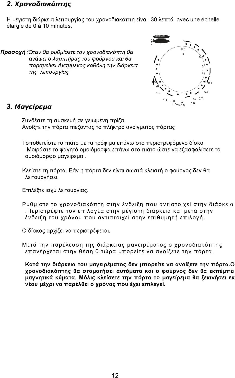 1 20 1.0 0.9 15 0.8 0.7 Συνδέστε τη συσκευή σε γειωµένη πρίζα. Ανοίξτε την πόρτα πιέζοντας το πλήκτρο ανοίγµατος πόρτας Τοποθετείστε το πιάτο µε τα τρόφιµα επάνω στο περιστρεφόµενο δίσκο.