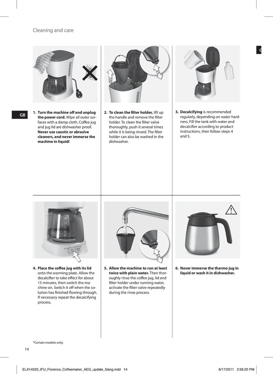 To clean the filter valve thoroughly, push it several times while it is being rinsed. The filter holder can also be washed in the dishwasher. 3.