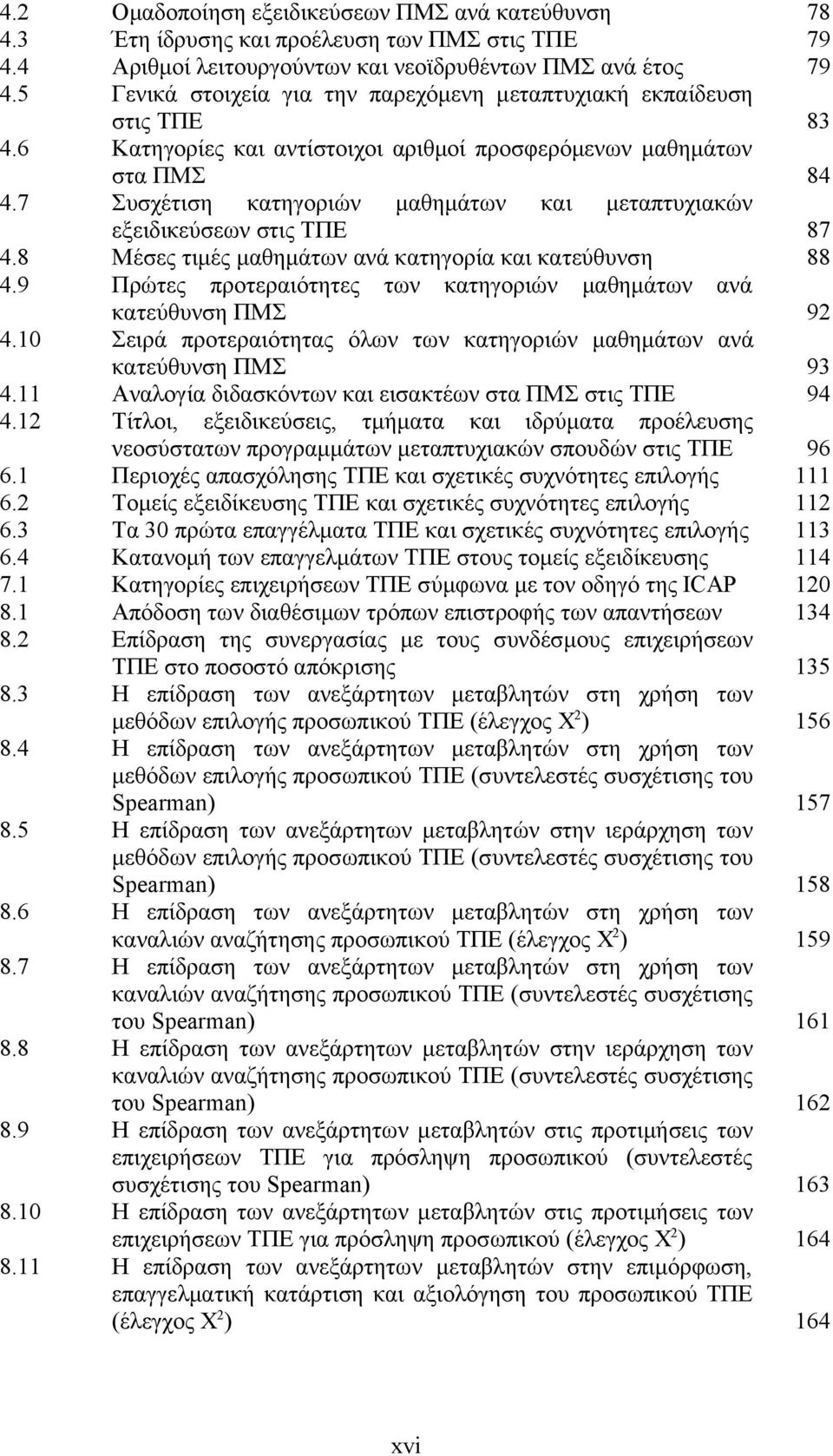 7 Συσχέτιση κατηγοριών μαθημάτων και μεταπτυχιακών εξειδικεύσεων στις ΤΠΕ 87 4.8 Μέσες τιμές μαθημάτων ανά κατηγορία και κατεύθυνση 88 4.