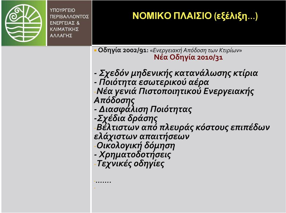 Πιστοποιητικού Ενεργειακής Απόδοσης Διασφάλιση Ποιότητας Σχέδια δράσης Βέλτιστων από