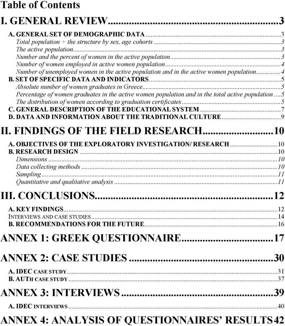 ..4 Number of unemployed women in the active population and in the active women population...4 B. SET OF SPECIFIC DATA AND INDICATORS...5 Absolute number of women graduates in Greece.