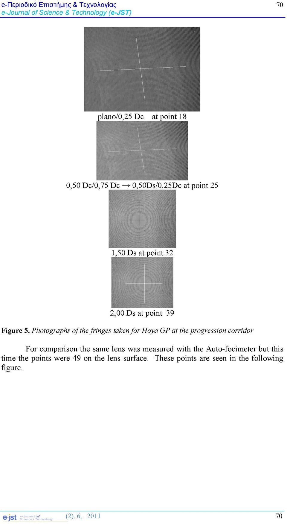 Photographs of the fringes taken for Hoya GP at the progression corridor For comparison the same lens was