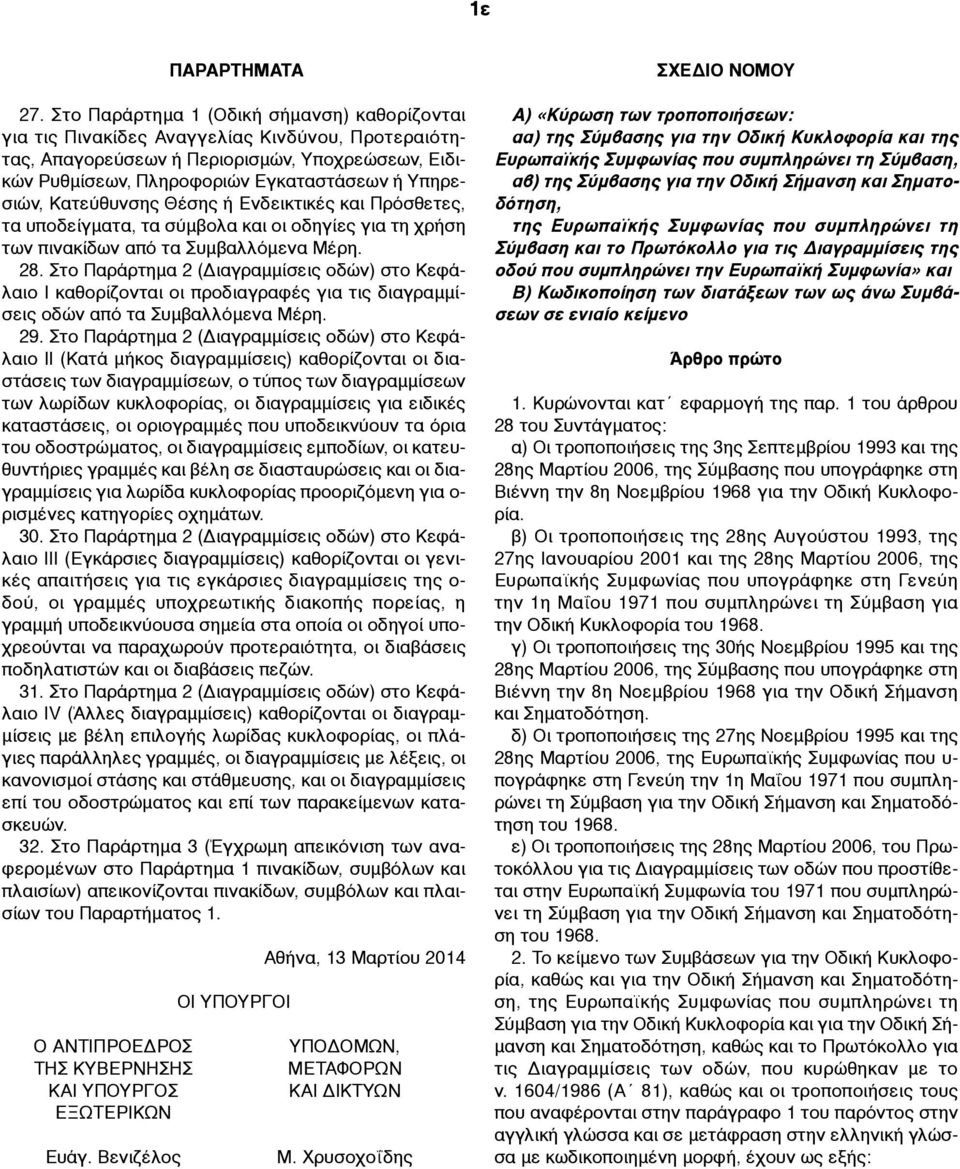 Κατεύθυνσης Θέσης ή Ενδεικτικές και Πρόσθετες, τα υποδείγµατα, τα σύµβολα και οι οδηγίες για τη χρήση των πινακίδων από τα Συµβαλλόµενα 28.