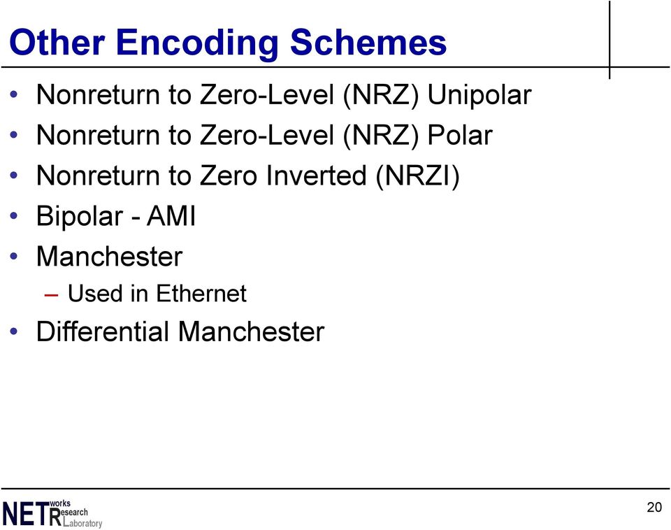 Polar Nonreturn to Zero Inverted (NRZI) Bipolar -