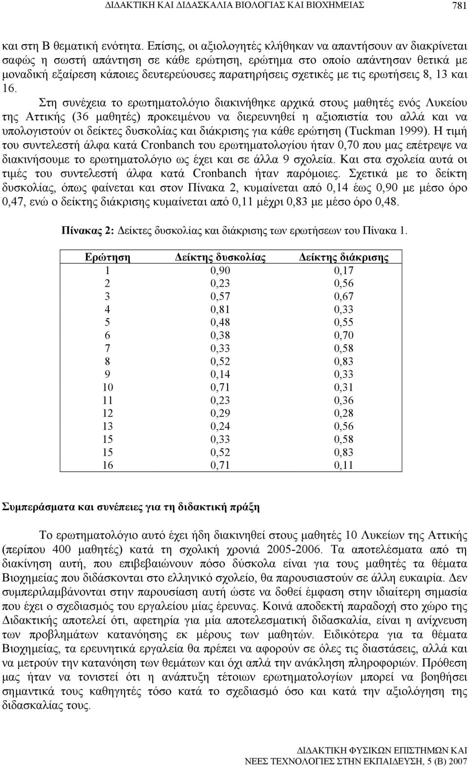 σχετικές με τις ερωτήσεις 8, 13 και 16.