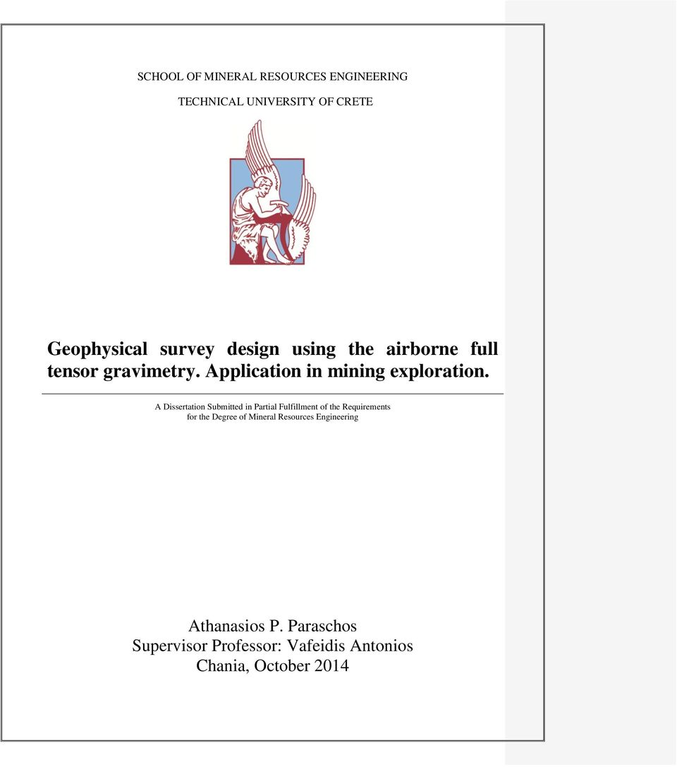 A Dissertation Submitted in Partial Fulfillment of the Requirements for the Degree of Mineral