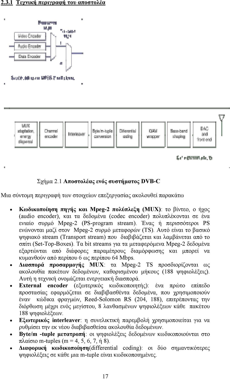 δεδομένα (codec encoder) πολυπλέκονται σε ένα ενιαίο συρμό Mpeg-2 (PS-program stream). Ένας ή περισσότεροι PS ενώνονται μαζί στον Mpeg-2 συρμό μεταφορών (TS).