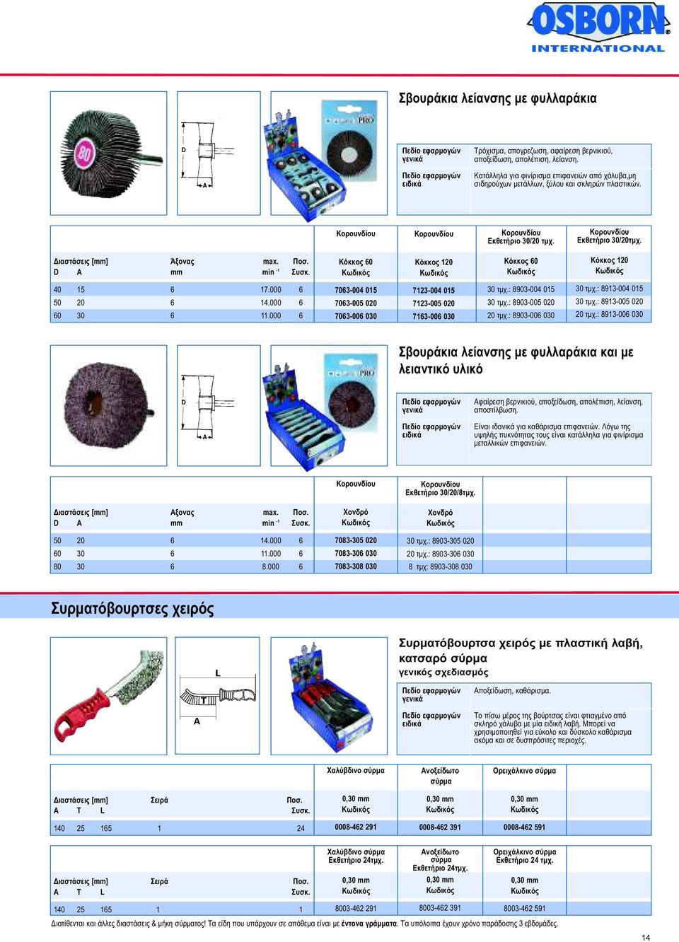 D A mm min -1 Συσκ. Κόκκος 60 Κόκκος 120 Κόκκος 60 Κόκκος 120 40 15 6 17.000 6 50 20 6 14.000 6 60 30 6 11.000 6 7063-004 015 7063-005 020 7063-006 030 7123-004 015 7123-005 020 7163-006 030 30 τµχ.