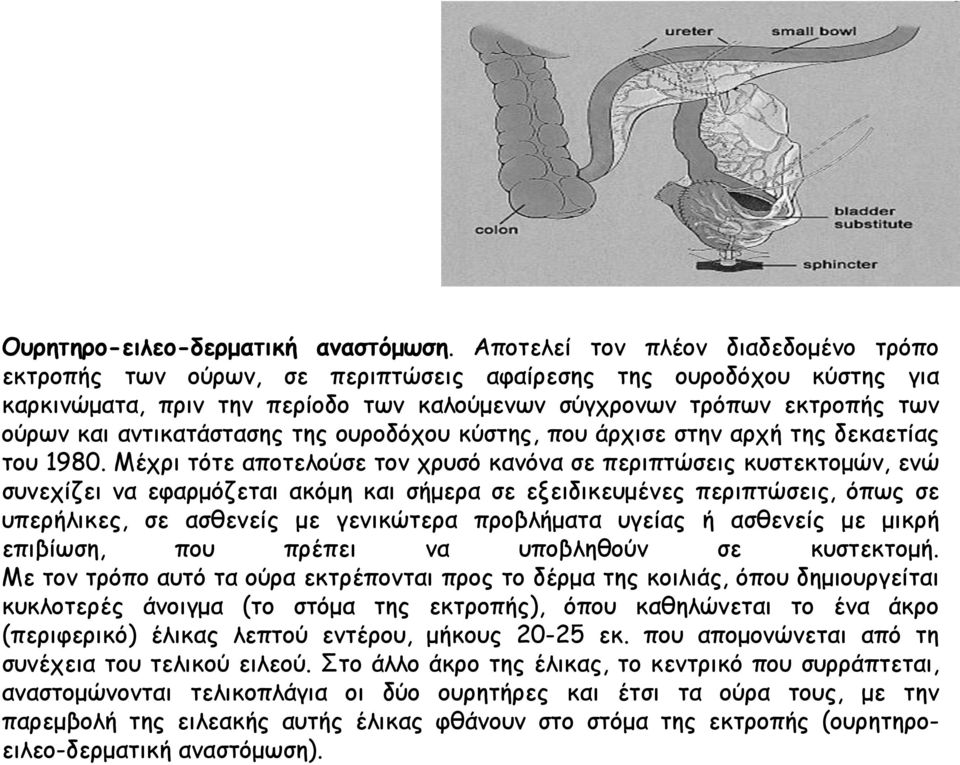 αντικατάστασης της ουροδόχου κύστης, που άρχισε στην αρχή της δεκαετίας του 1980.