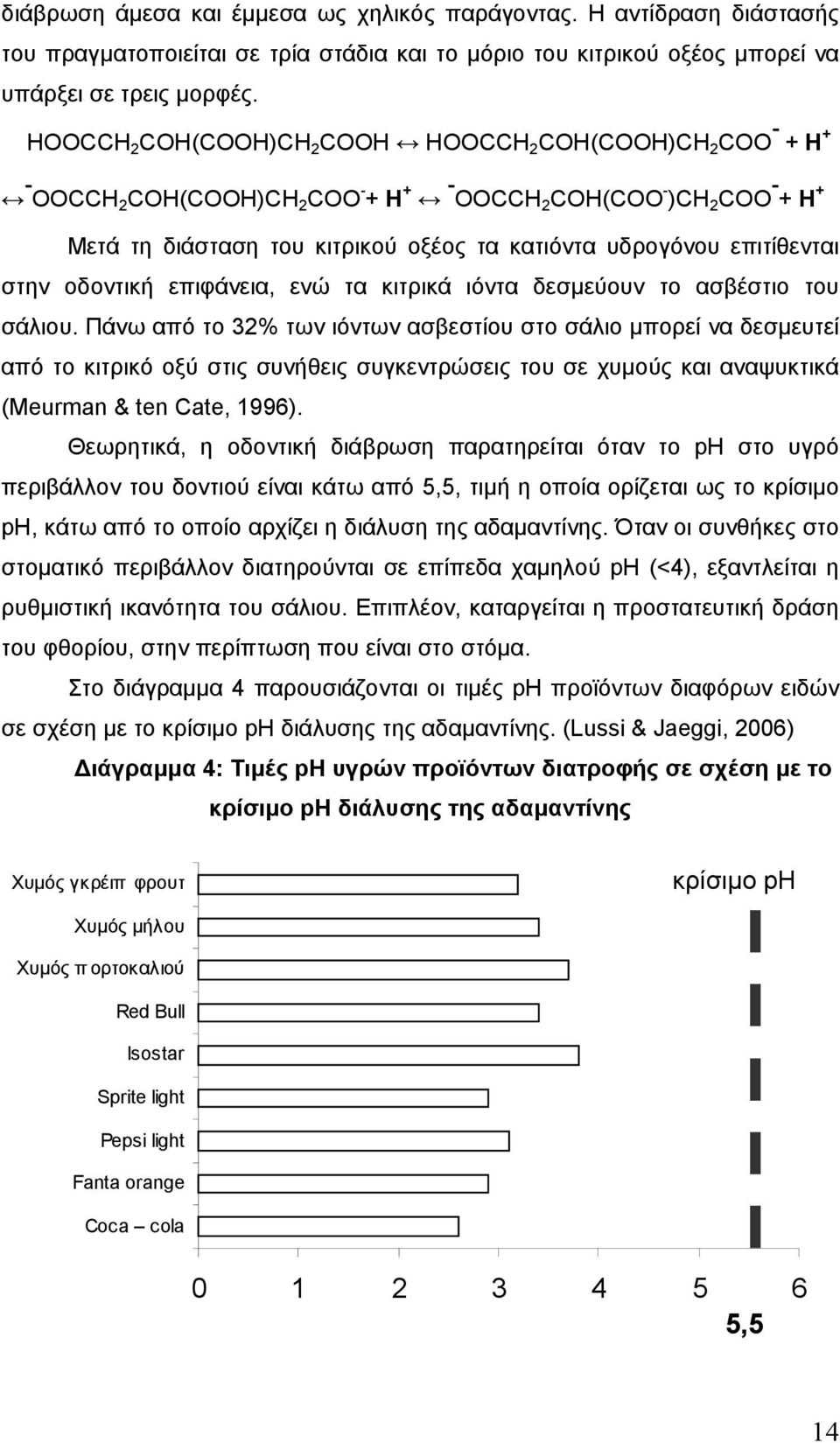 επιτίθενται στην οδοντική επιφάνεια, ενώ τα κιτρικά ιόντα δεσµεύουν το ασβέστιο του σάλιου.