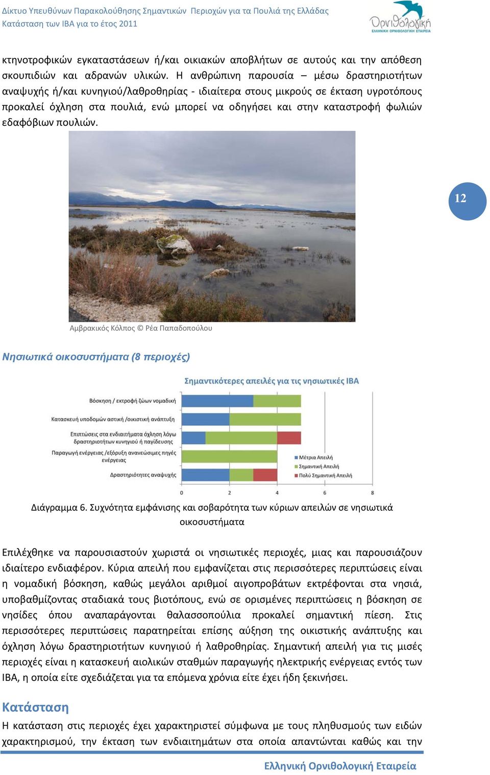 εδαφόβιων πουλιών. 12 Αμβρακικός Κόλπος Ρέα Παπαδοπούλου Νησιωτικά οικοσυστήματα (8 περιοχές) Διάγραμμα 6.