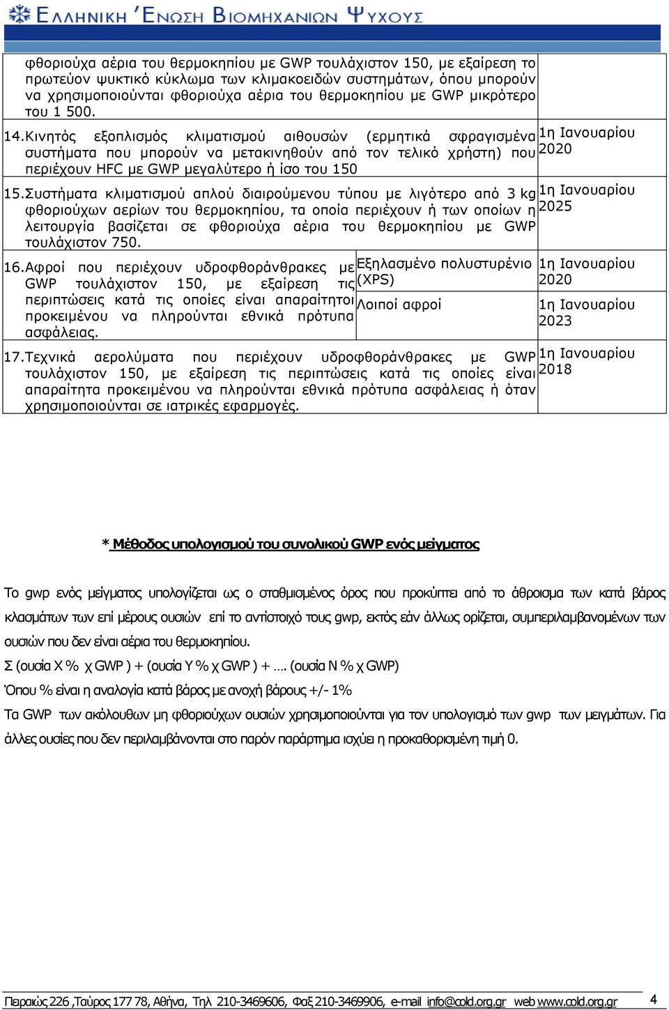 Κινητός εξοπλισμός κλιματισμού αιθουσών (ερμητικά σφραγισμένα 1η Ιανουαρίου συστήματα που μπορούν να μετακινηθούν από τον τελικό χρήστη) που 2020 περιέχουν HFC με GWP μεγαλύτερο ή ίσο του 150 15.