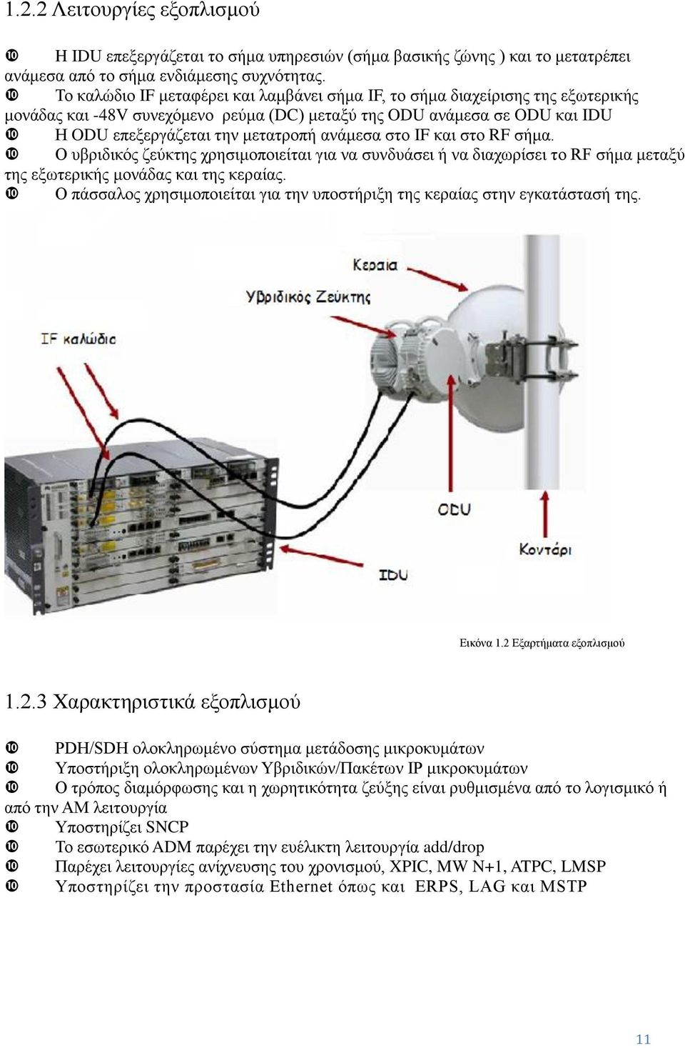 στο IF και στο RF σήμα. Ο υβριδικός ζεύκτης χρησιμοποιείται για να συνδυάσει ή να διαχωρίσει το RF σήμα μεταξύ της εξωτερικής μονάδας και της κεραίας.