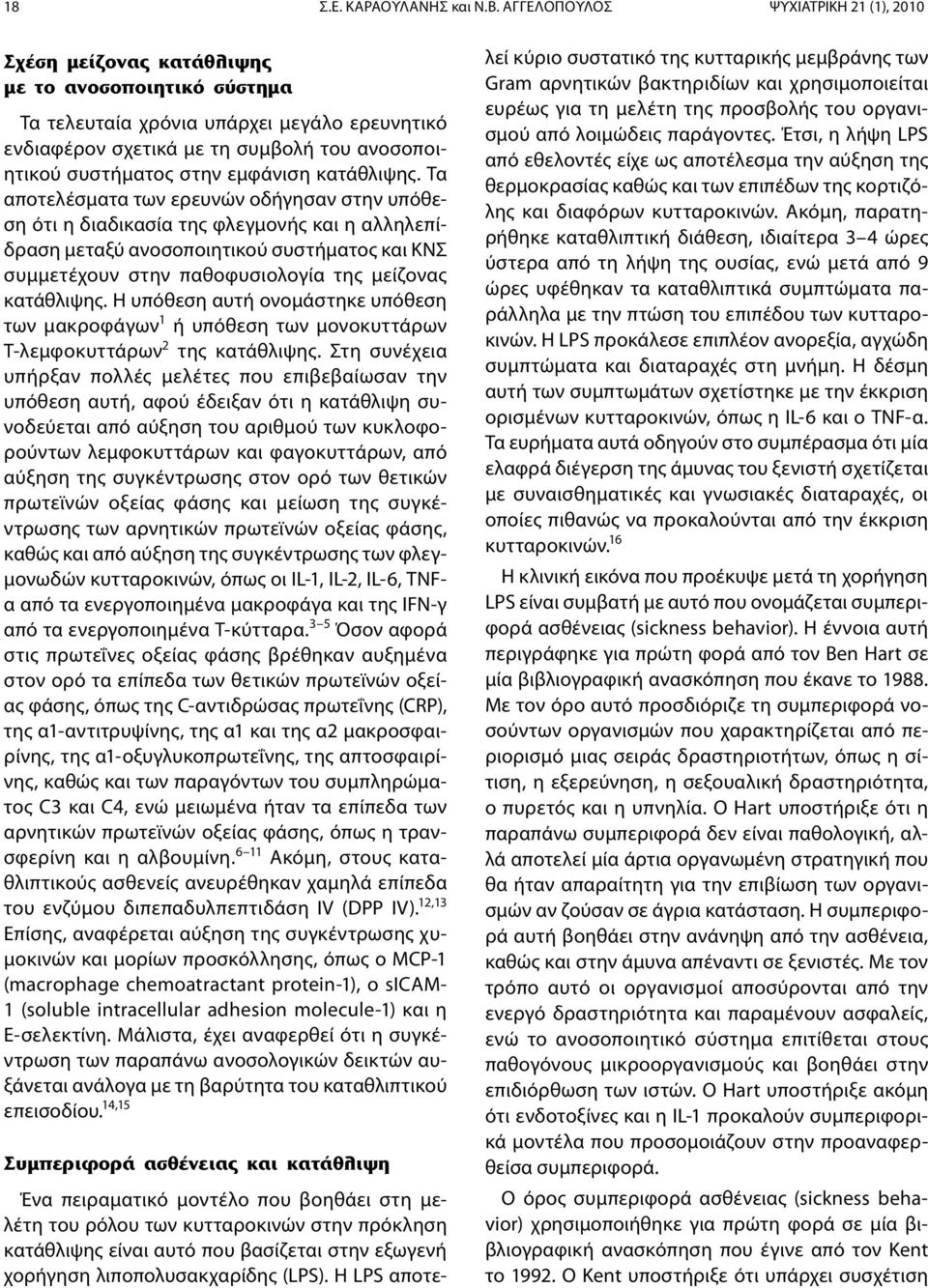 Η υπόθεση αυτή ονομάστηκε υπόθεση των μακροφάγων 1 ή υπόθεση των μονοκυττάρων T-λεμφοκυττάρων 2 της κατάθλιψης.