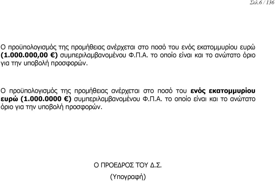 Ο προϋπολογισμός της προμήθειας ανέρχεται στο ποσό του ενός εκατομμυρίου ευρώ (1.000.