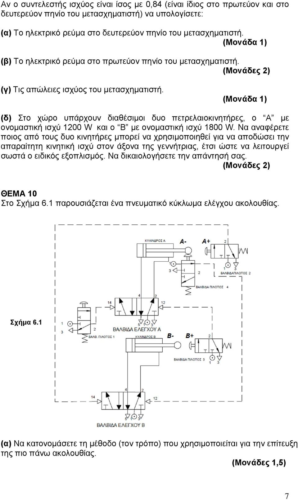 (δ) Στο χώρο υπάρχουν διαθέσιμοι δυο πετρελαιοκινητήρες, ο Α με ονομαστική ισχύ 1200 W και ο Β με ονομαστική ισχύ 1800 W.