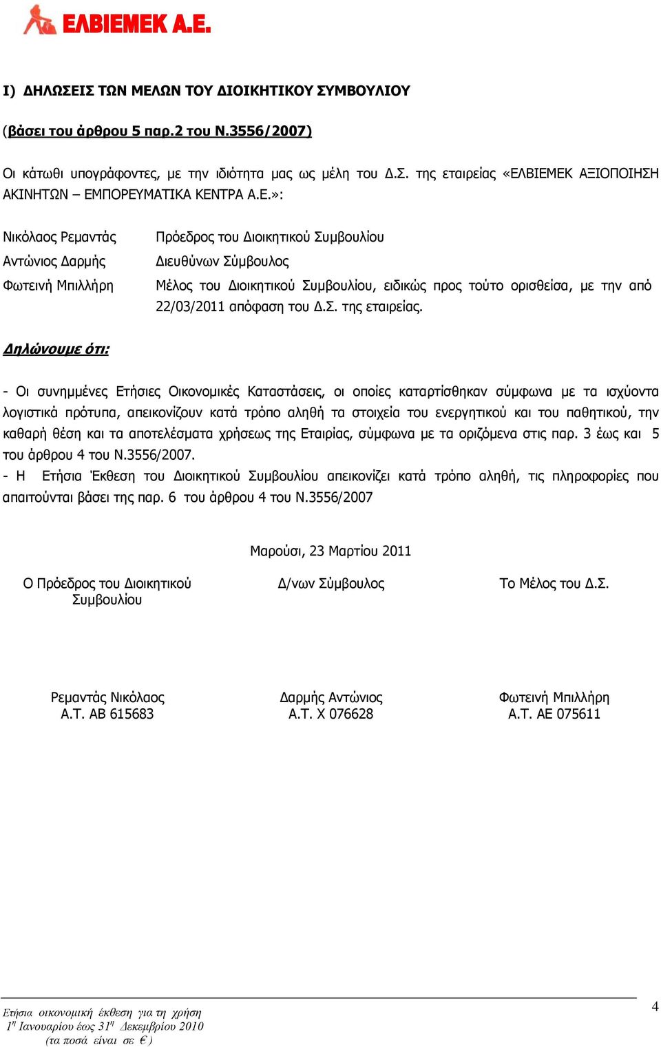 απόφαση του Δ.Σ. της εταιρείας.
