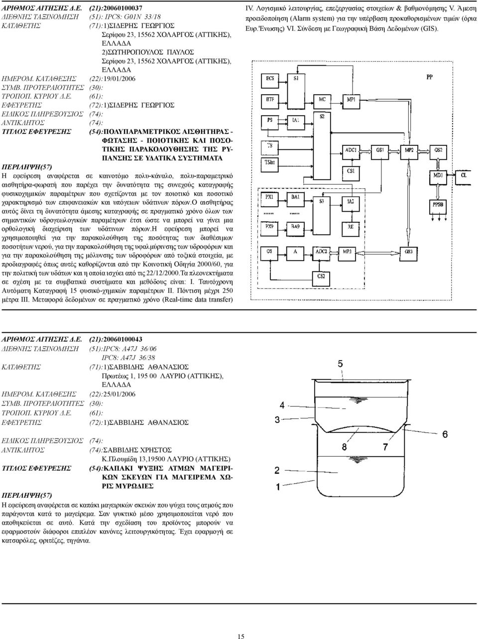 ΕΛΛΑ Α ΗΜΕΡΟΜ. ΚΑΤΑΘΕΣΗΣ (22):19/01/2006 ΣΥΜΒ. ΠΡΟΤΕΡΑΙΟΤΗΤΕΣ (30): ΤΡΟΠΟΠ. ΚΥΡΙΟΥ.Ε. (61): (72):1)ΣΙ ΕΡΗΣ ΓΕΩΡΓΙΟΣ ΕΙ ΙΚΟΣ ΠΛΗΡΕΞΟΥΣΙΟΣ (74): (74): ΤΙΤΛΟΣ ΕΦΕΥΡΕΣΗΣ (54):ΠΟΛΥΠΑΡΑΜΕΤΡΙΚΟΣ ΑΙΣΘΗΤΗΡΑΣ