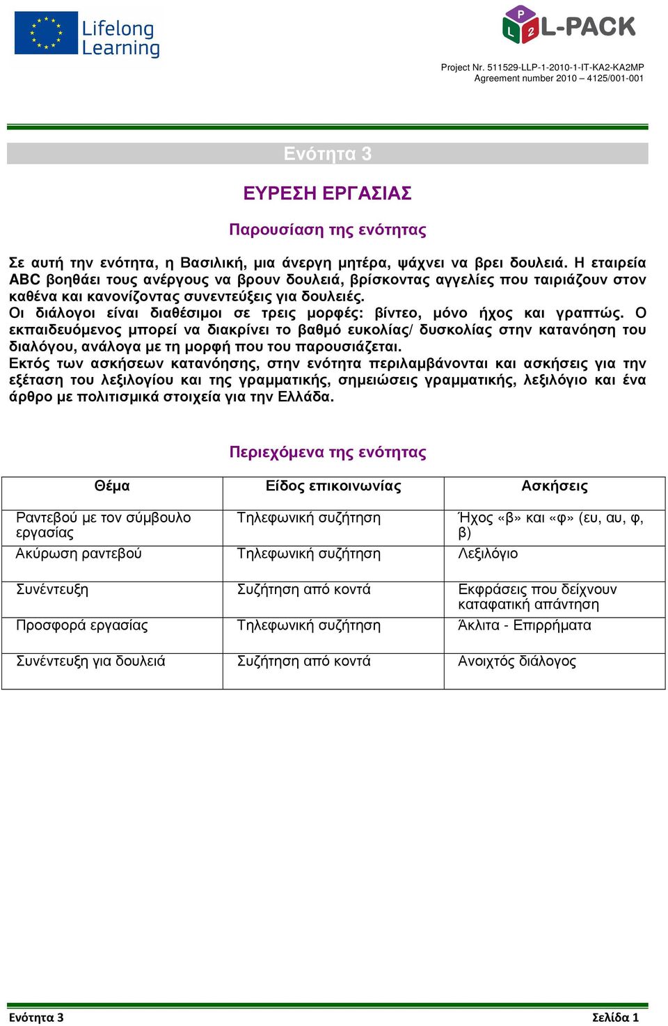 Οι διάλογοι είναι διαθέσιµοι σε τρεις µορφές: βίντεο, µόνο ήχος και γραπτώς.