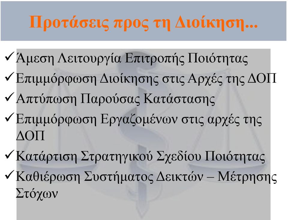 στις Αρχές της ΔΟΠ Απτύπωση Παρούσας Κατάστασης Επιμμόρφωση