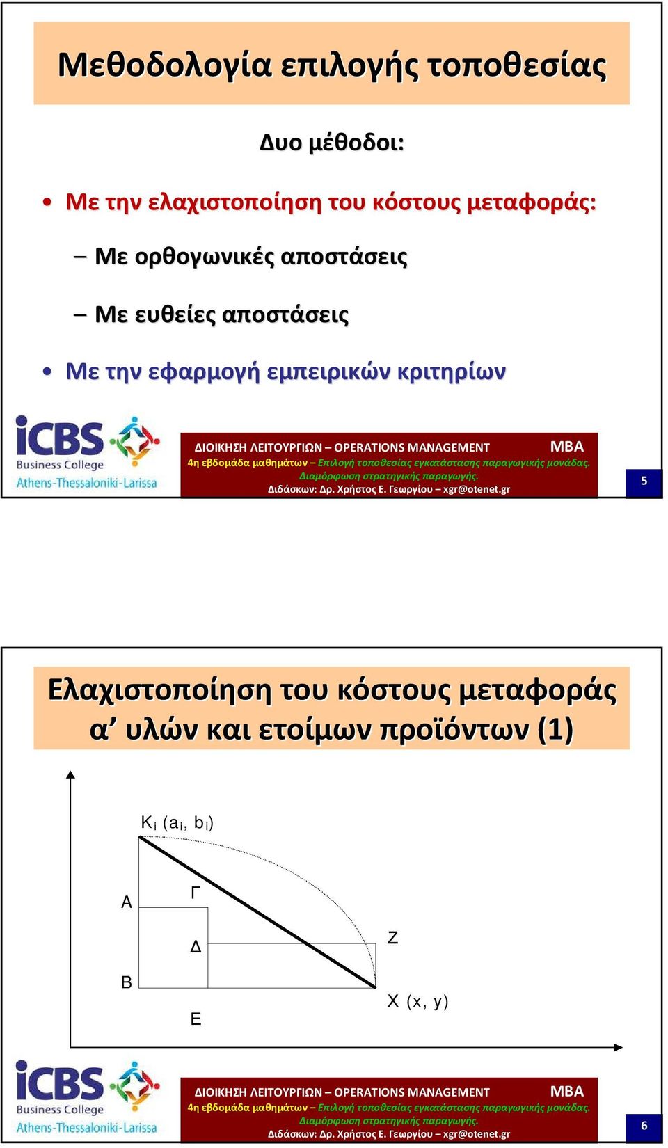 αποστάσεις Με την εφαρμογή εμπειρικών κριτηρίων 5 Ελαχιστοποίηση του