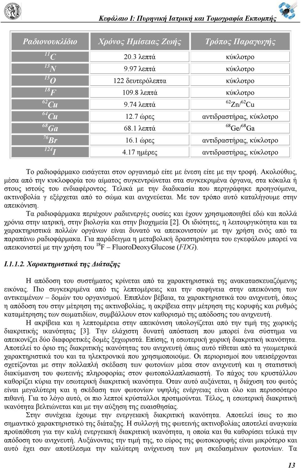 17 ημέρες αντιδραστήρας, κύκλοτρο Το ραδιοφάρμακο εισάγεται στον οργανισμό είτε με ένεση είτε με την τροφή.