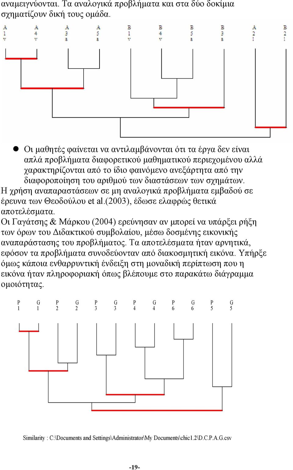 αριθµού των διαστάσεων των σχηµάτων. Η χρήση αναπαραστάσεων σε µη αναλογικά προβλήµατα εµβαδού σε έρευνα των Θεοδούλου et al.(2003), έδωσε ελαφρώς θετικά αποτελέσµατα.