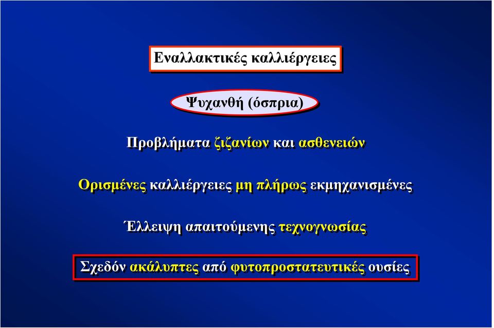 καλλιέργειες μη πλήρως εκμηχανισμένες Έλλειψη