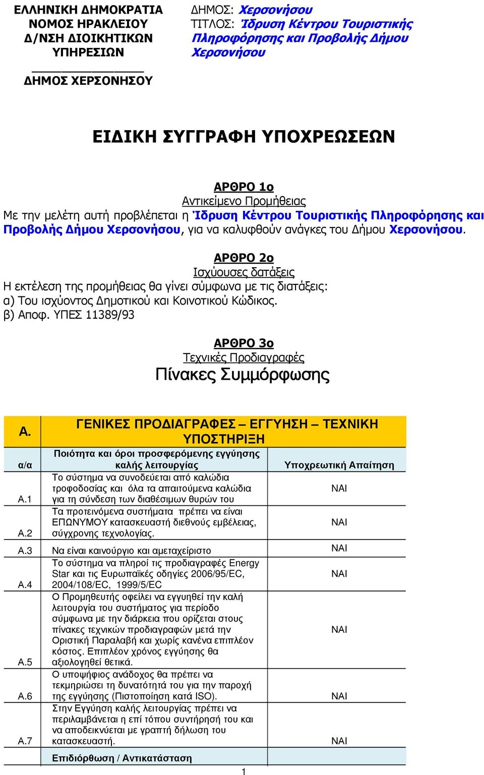 ΑΡΘΡΟ ο Ισχύουσες δτάξεις Η εκτέλεση της προµήθεις θ γίνει σύµφων µε τις διτάξεις: ) Του ισχύοντος ηµοτικού κι Κοινοτικού Κώδικος. β) Αποφ.