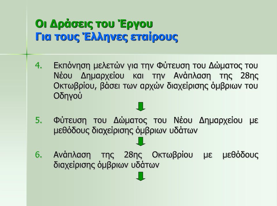 28ης Οκτωβρίου, βάσει των αρχών διαχείρισης όμβριων του Οδηγού 5.