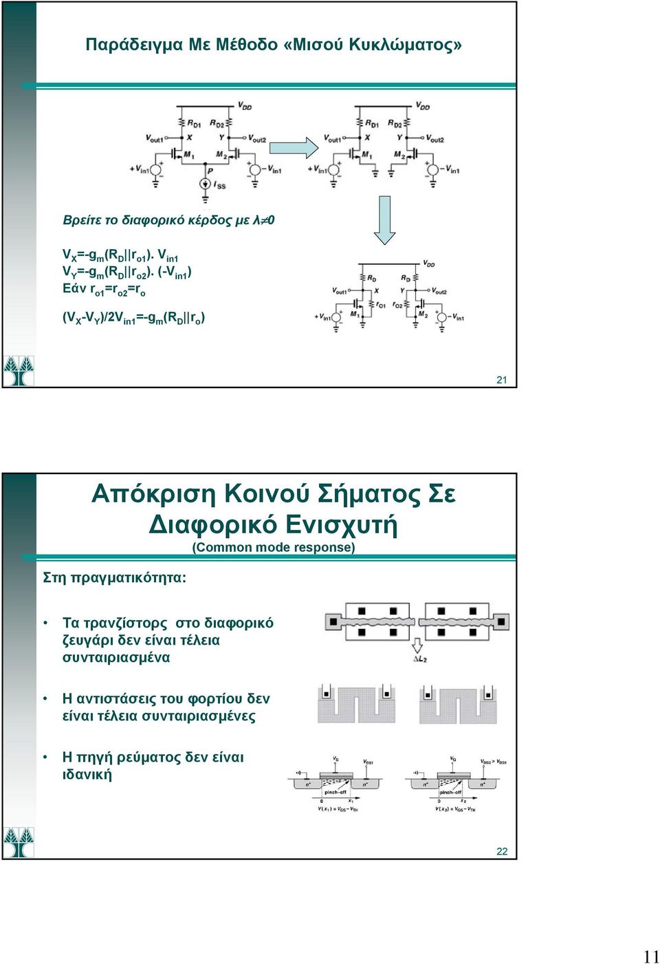 (- i Εάν r o r o r o ( X - Y / i -g (R r o Απόκριση Κοινού Σήματος Σε Διαφορικό Ενισχυτή (Coo ode