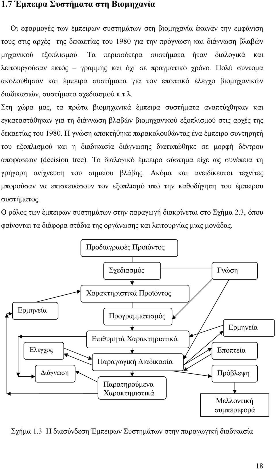 Πολύ σύντοµα ακολούθησαν και έµπειρα συστήµατα για τον εποπτικό έλεγχο βιοµηχανικών διαδικασιών, συστήµατα σχεδιασµού κ.τ.λ. Στη χώρα µας, τα πρώτα βιοµηχανικά έµπειρα συστήµατα αναπτύχθηκαν και εγκαταστάθηκαν για τη διάγνωση βλαβών βιοµηχανικού εξοπλισµού στις αρχές της δεκαετίας του 1980.