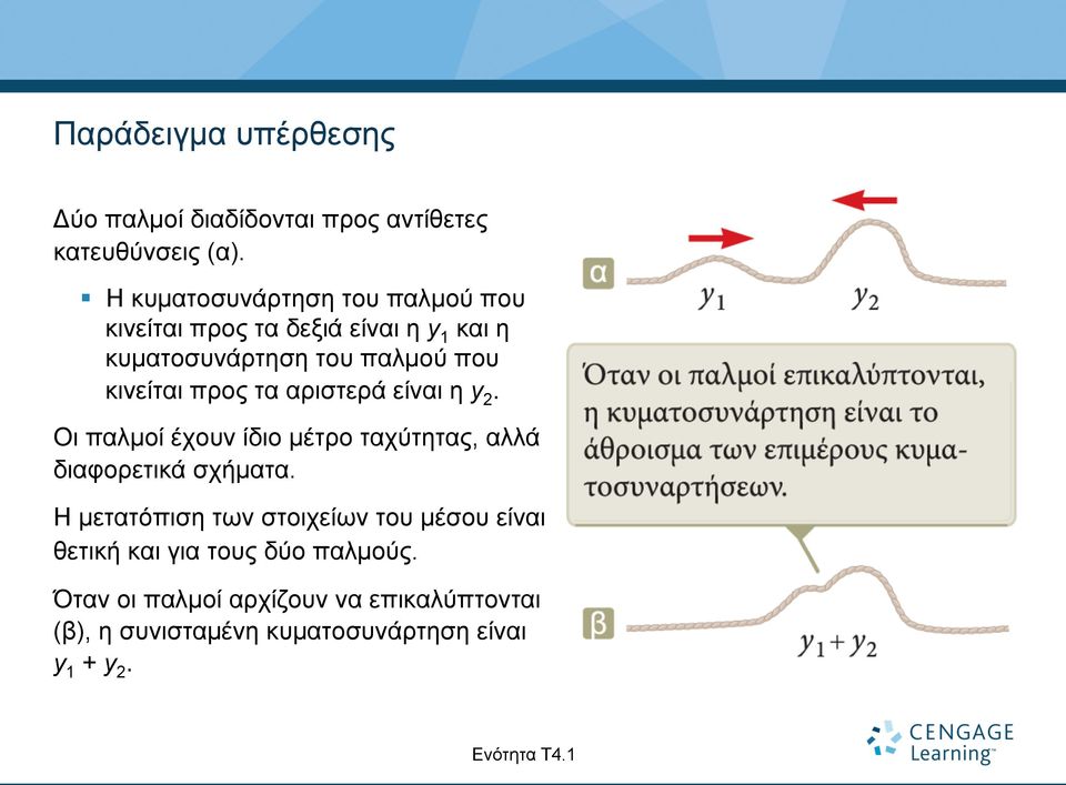 προς τα αριστερά είναι η y 2. Οι παλµοί έχουν ίδιο µέτρο ταχύτητας, αλλά διαφορετικά σχήµατα.