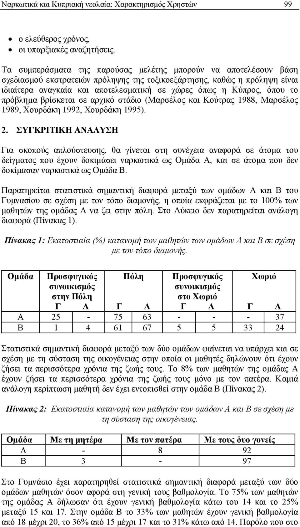 Κύπρος, όπου το πρόβλημα βρίσκεται σε αρχικό στάδιο (Μαρσέλος και Κούτρας 1988, Μαρσέλος 1989, Χουρδάκη 1992, Χουρδάκη 1995). 2.