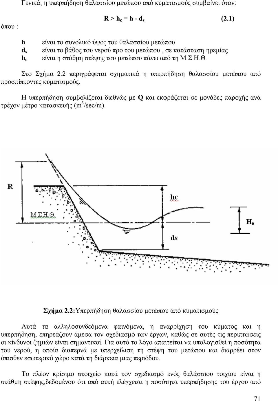 2 περιγράφεται σχηµατικά η υπερπήδηση θαλασσίου µετώπου από προσπίπτοντες κυµατισµούς.