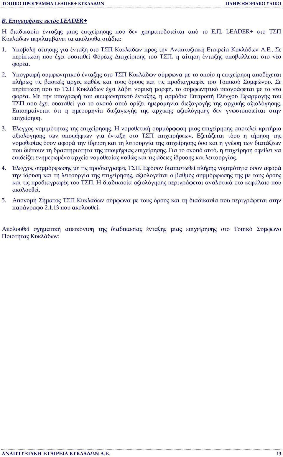 Υπογραφή συµφωνητικού ένταξης στο ΤΣΠ Κυκλάδων σύµφωνα µε το οποίο η επιχείρηση αποδέχεται πλήρως τις βασικές αρχές καθώς και τους όρους και τις προδιαγραφές του Τοπικού Συµφώνου.