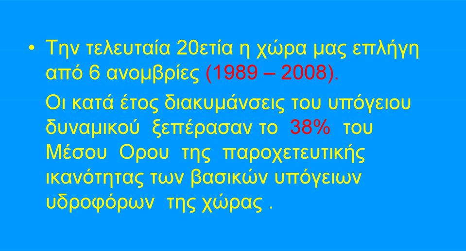 Οι κατά έτος διακυμάνσεις του υπόγειου δυναμικού