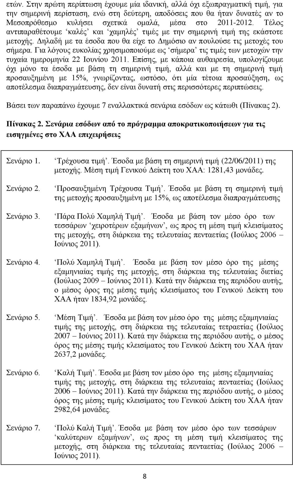 Γηα ιφγνπο επθνιίαο ρξεζηκνπνηνχκε σο ζήκεξα ηηο ηηκέο ησλ κεηνρψλ ηελ ηπραία εκεξνκελία 22 Ινπλίνπ 211.