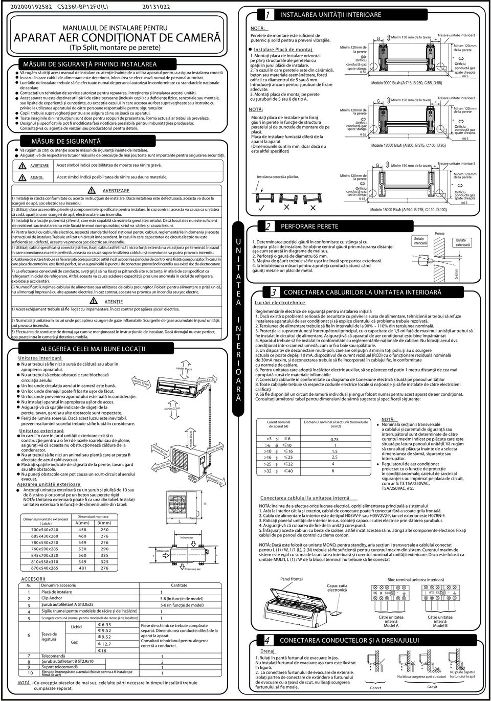 conformitate cu standardele naționale de cablare ontactați un tehnician de service autorizat pentru repararea, întreținerea și instalarea acestei unități.