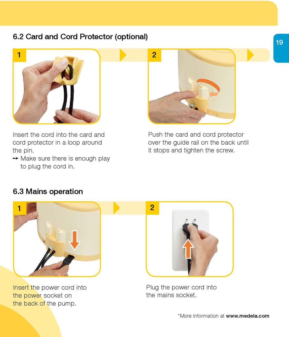 Push the card and cord protector over the guide rail on the back until it stops and tighten the screw. 6.