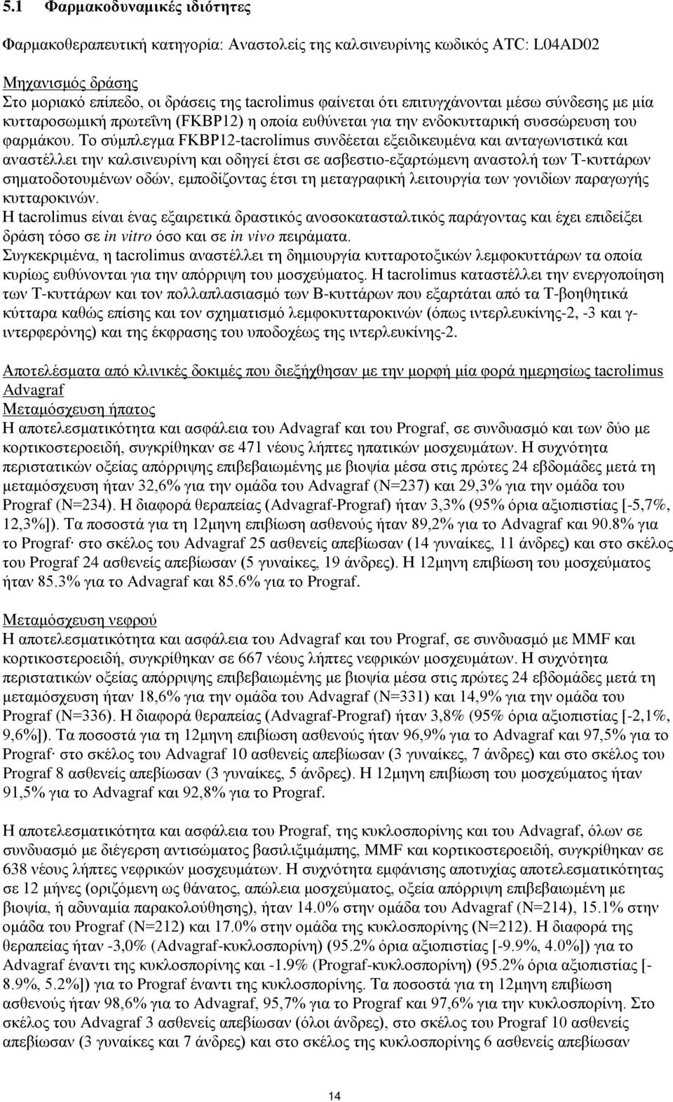 Το σύμπλεγμα FKBP12-tacrolimus συνδέεται εξειδικευμένα και ανταγωνιστικά και αναστέλλει την καλσινευρίνη και οδηγεί έτσι σε ασβεστιο-εξαρτώμενη αναστολή των Τ-κυττάρων σηματοδοτουμένων οδών,